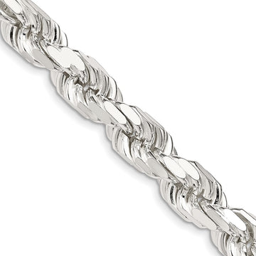 Sterling Silver Diamond-Cut Rope Chain — 9 mm