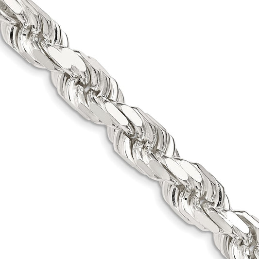 Sterling Silver Diamond-Cut Rope Chain — 9 mm