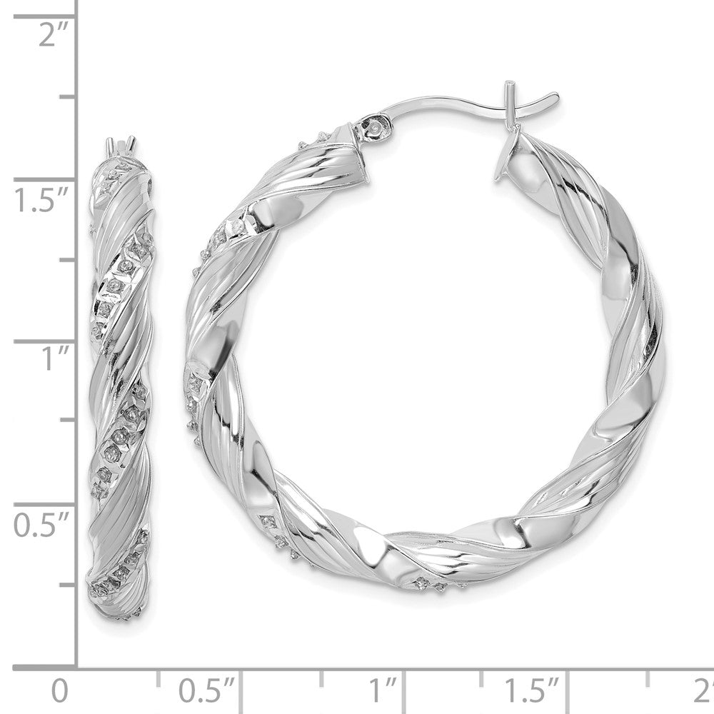 Sterling Silver Diamond Mystique Twisted Hoop Earrings