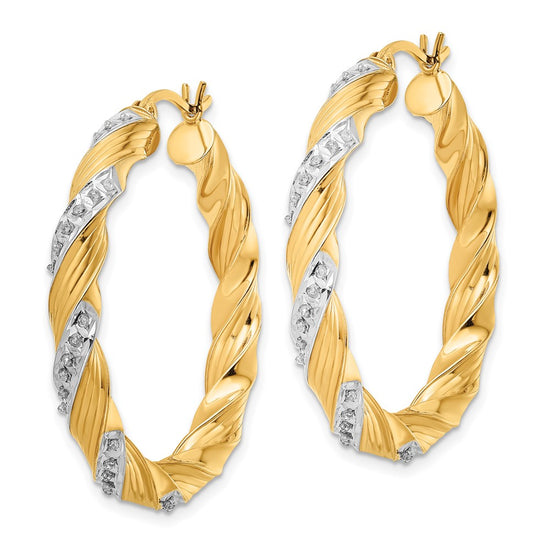 Sterling Silver Diamond Mystique Twisted Hoop Earrings