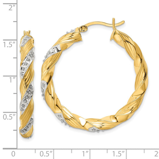 Sterling Silver Diamond Mystique Twisted Hoop Earrings