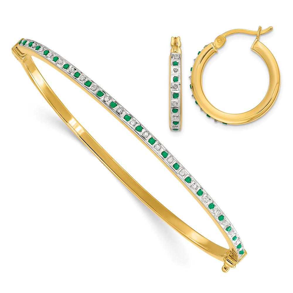 Diamond Mystique Diamond & Gemstone Earrings/Bangle Set