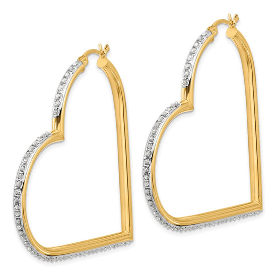 SS 18k Gold-pltd Diamond Mystique Dia Dust/Accent Heart Earrings