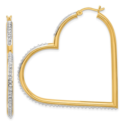 SS 18k Gold-pltd Diamond Mystique Dia Dust/Accent Heart Earrings
