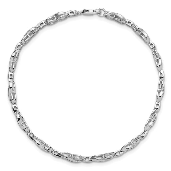 Sterling Silver Rhodium-plated Diam. Infinity Symbol Bracelet