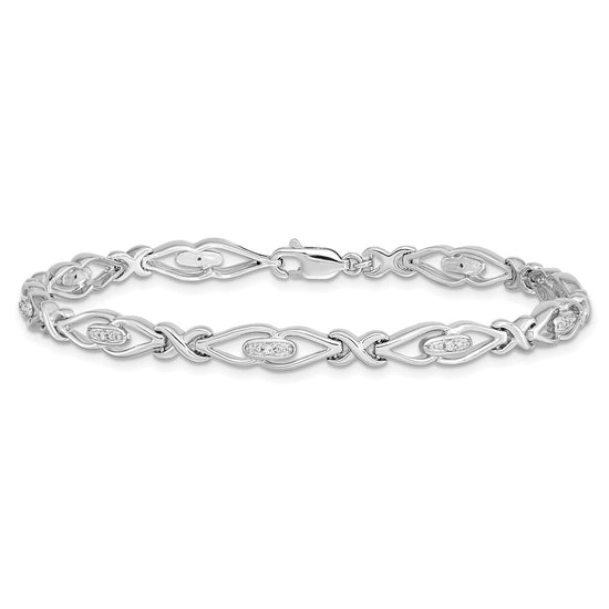 Sterling Silver Rhodium-plated Diam. Bracelet