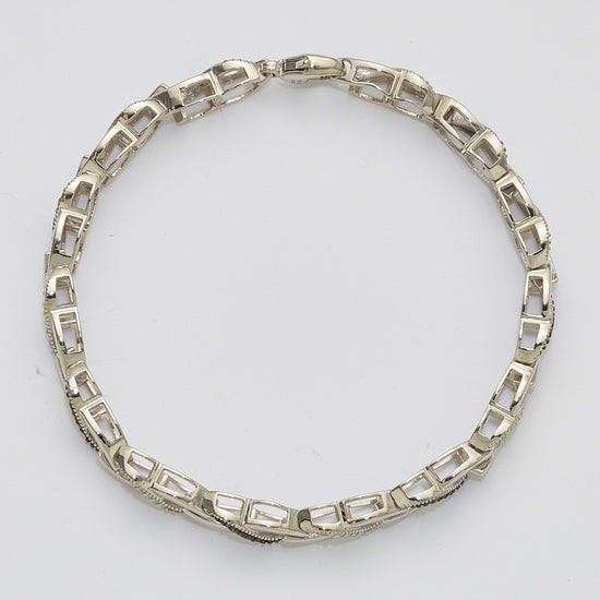 White Night Sterling Silver Rhodium-plated Black and White Diamond 7.5 Inch Bracelet