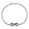 Sterling Silver Rhod 0.1ct. Blk/Wht Dia. Rvsble Infinty w/.5in ext. Bracele