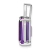 Sterling Silver Rhodium Emerald-cut Amethyst & Diamond Pendant