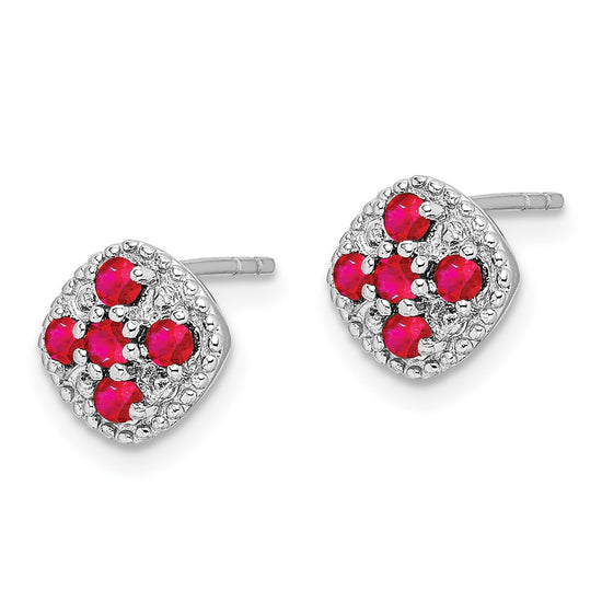 Diamond & Gemstone Square Post Earrings