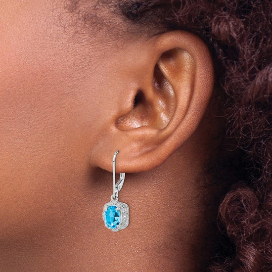 Sterling Silver Diamond and Gemstone Dangle Earring