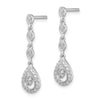 Sterling Silver Rhodium & Diam. Teardrop Post Dangle Earrings