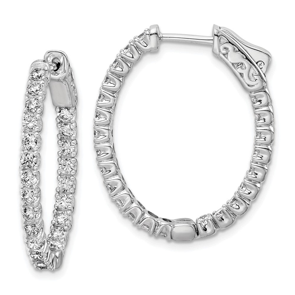 Sterling Silver CZ 2mm Hinged Hoops