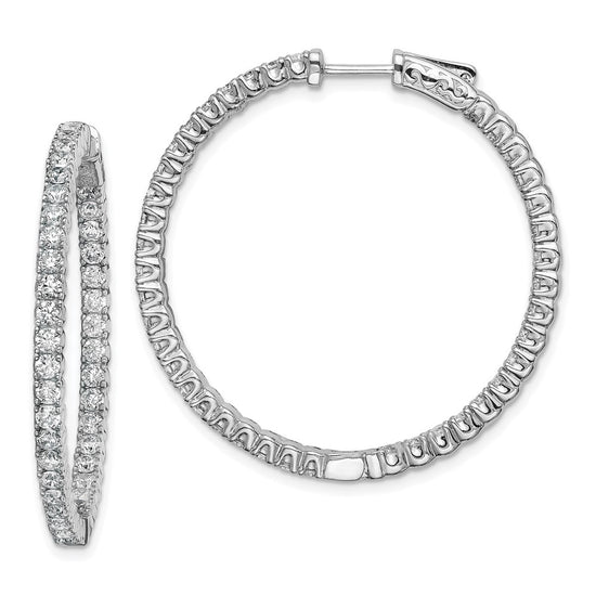 Sterling Silver CZ 2.25mm Hinged Hoops