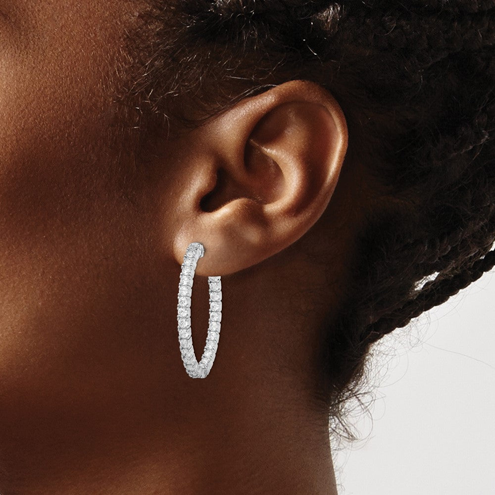 Sterling Silver CZ 2.5mm Hinged Hoops