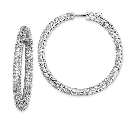 Sterling Silver Pave CZ Hinged Hoops