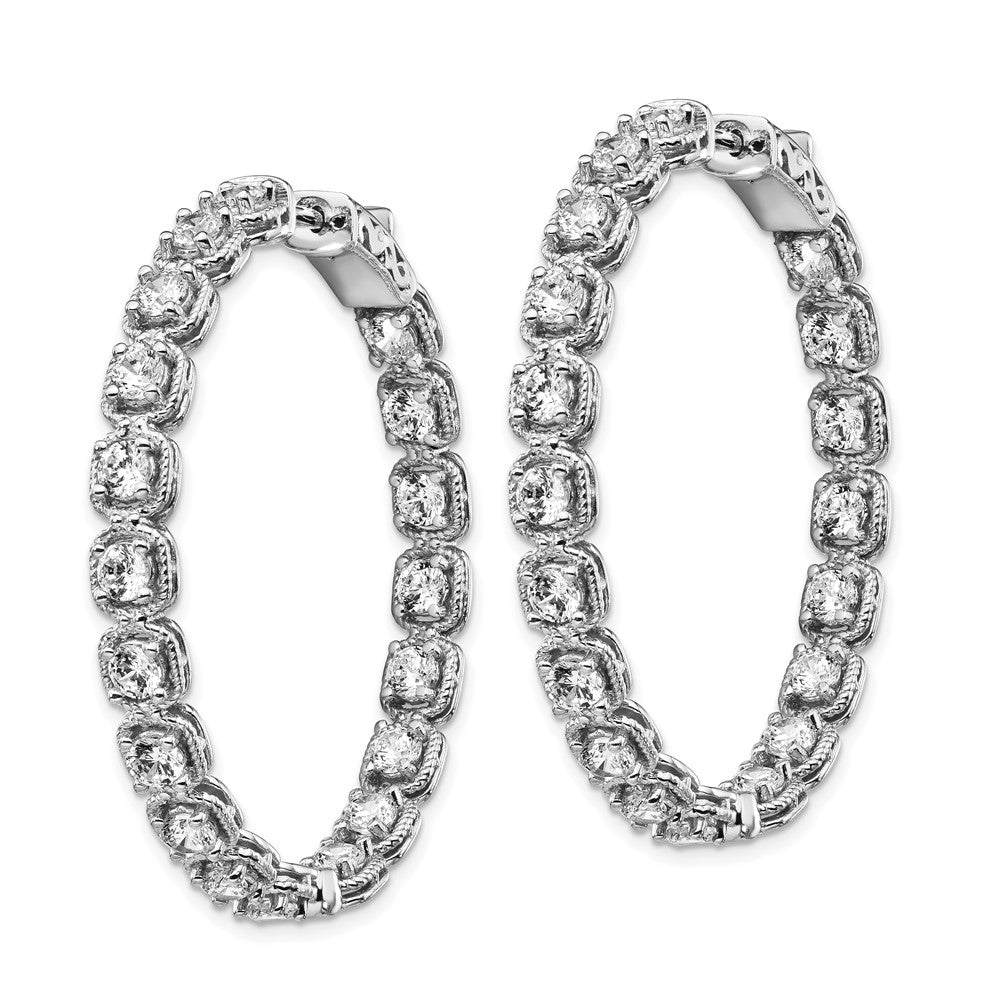 Sterling Silver 3mm CZ Hinged Hoops
