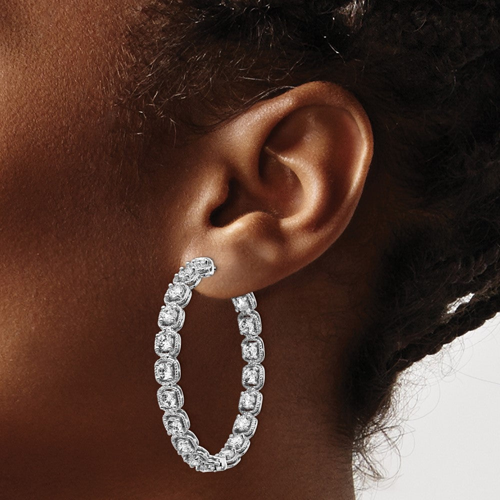 Sterling Silver 3mm CZ Hinged Hoops