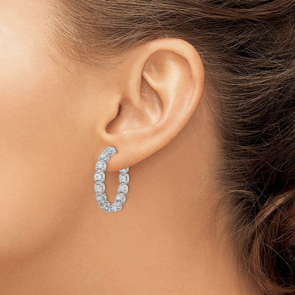 Sterling Silver 3mm CZ Hinged Hoops