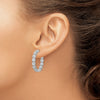 Sterling Shimmer Sterling Silver Rhodium-plated 26 Stone 3mm CZ In and Out Round Hinged Hoop Earrings