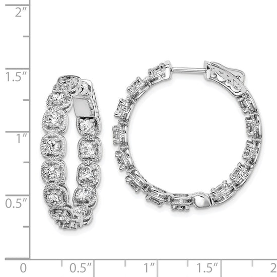 Sterling Silver 3mm CZ Hinged Hoops