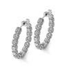 Sterling Shimmer Sterling Silver Rhodium-plated 26 Stone 3mm CZ In and Out Round Hinged Hoop Earrings