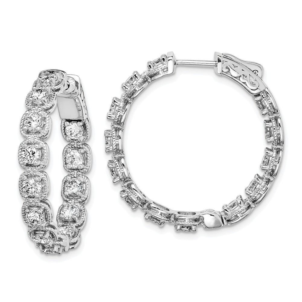 Sterling Silver 3mm CZ Hinged Hoops