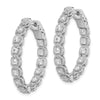 Sterling Silver 2.5mm CZ Oval Hinged Hoops