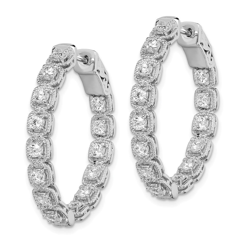 Sterling Silver 2.5mm CZ Oval Hinged Hoops