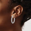 Sterling Silver 2.5mm CZ Oval Hinged Hoops