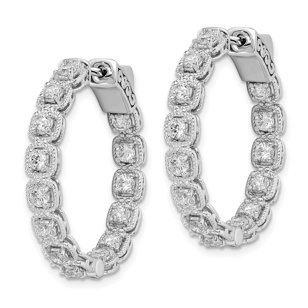 Sterling Silver 2.5mm CZ Hinged Hoops