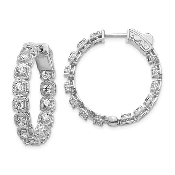 Sterling Silver 2.5mm CZ Hinged Hoops