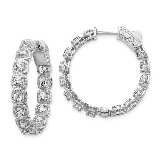Sterling Silver 2.5mm CZ Hinged Hoops
