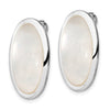 Sterling Silver Rhodium-plated Polished Mother of Pearl Oval Non Pierced Earrings
