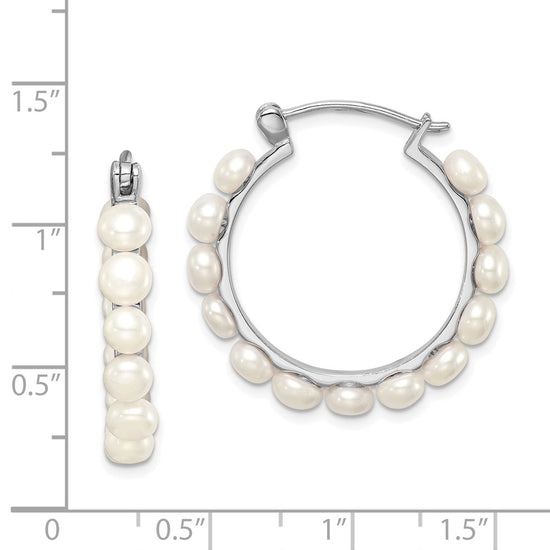 Sterling Silver FWC Pearl Hoop Earrings