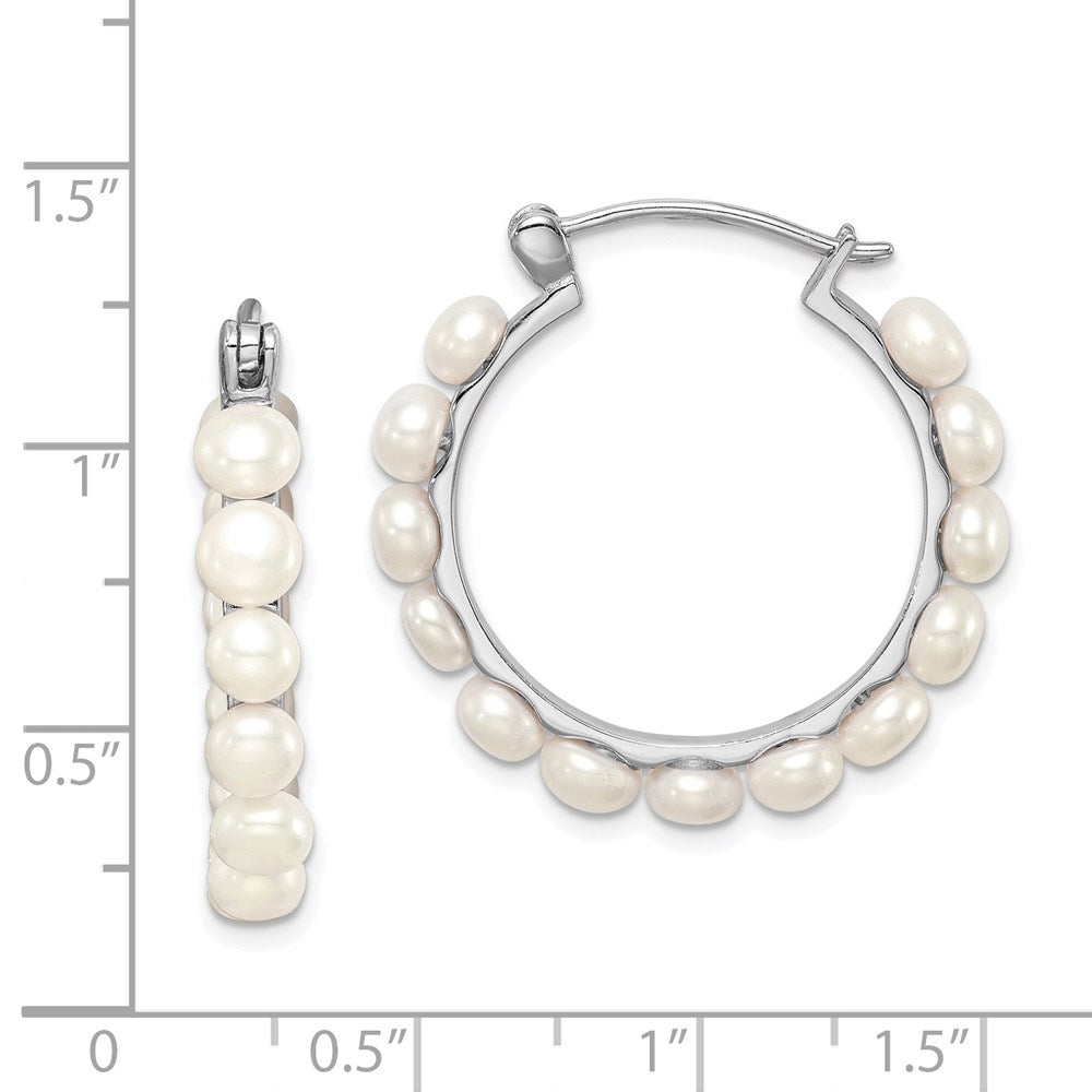 Sterling Silver FWC Pearl Hoop Earrings
