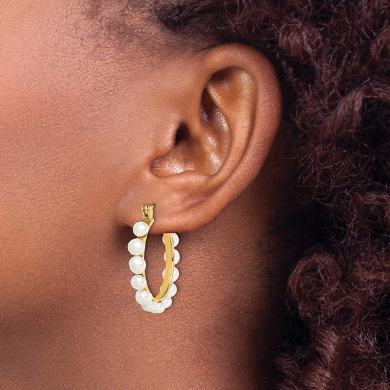 Sterling Silver FWC Pearl Hoop Earrings