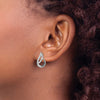 White Night Sterling Silver Rhodium-plated Polished Blue and White Diamond Post Earrings