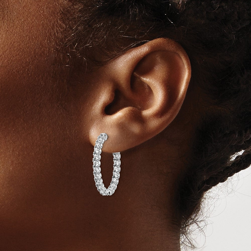 Sterling Silver CZ 2.5mm Hinged Hoops