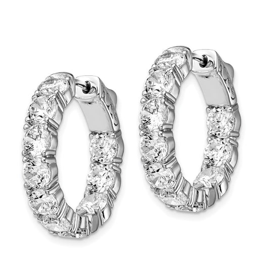 Sterling Shimmer Sterling Silver Rhodium-plated 20 Stone 4.25mm CZ In and Out Round Hinged Hoop Earrings