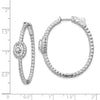 Sterling Shimmer Sterling Silver Rhodium-plated 104 Stone CZ Fancy In and Out Oval Hinged Hoop Earrings