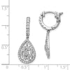 Sterling Silver CZ Teardrop Dangle Leverback Earrings