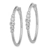 Sterling Silver Rhodium-plated CZ Textured Hoop Earrings