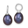 Sterling Silver Rhodium-plated 7-8mm Black and White Rice Freshwater Cultured Pearl and CZ Interchangeable Post Earrings Set