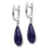 Sterling Silver Rhodium-plated Lapis Teardrop Hinged Earrings