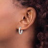 Sterling Silver Rhodium-plated Created Opal Inlay Round Hoop Earrings
