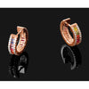 Prizma Sterling Silver Rose-tone 14K Flash Rose Gold-plated White and Colorful Baguette CZ Hinged Hoop Earrings