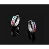 Prizma Sterling Silver Rhodium-plated Channel Set Colorful and White CZ Hinged Hoop Earrings