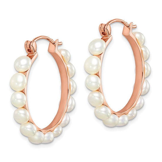 Sterling Silver FWC Pearl Hoop Earrings