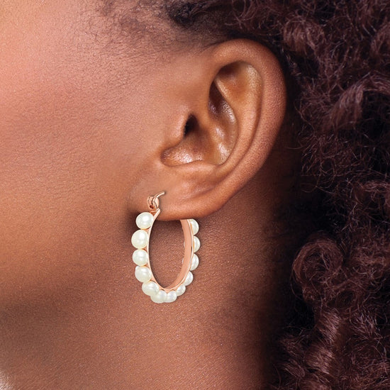 Sterling Silver FWC Pearl Hoop Earrings